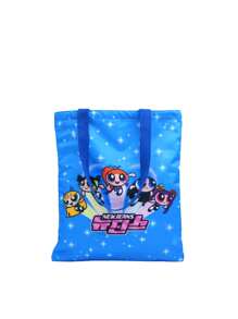 THE POWERPUFF GIRLS Cartoon Style Angel Cop Canvas Shoulder Bag, Cute Fashion Tote Handbag For Girls