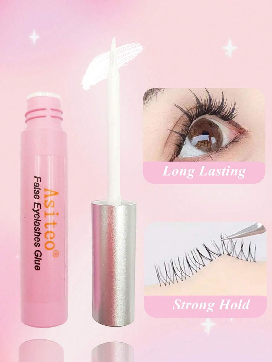 Asiteo 1pc Long Lasting Eye Lash Glue For Personal DIY Eyelash Extension Waterproof Strip Cluster Eyelash Adhesive Glue Mild High Tack Eye Lash Glue For Beginners Hypoallergenic Waterproof Eye Lash Glue - 5ml Lash Glue,Eye Lash Glue