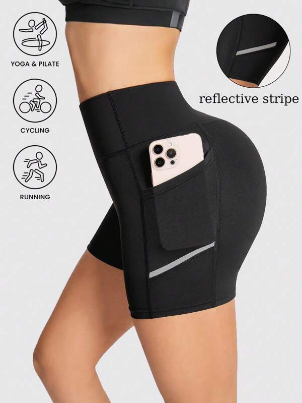Women's Running Shorts With Side Pockets, Sports Tight Shorts, Yoga Pants For Gym