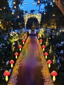 A Set Of Solar Powered Mushroom Lawn Lights, 12 Outdoor Garden Decorative Landscape Lights, , IP65 Waterproof, 8 Lighting Modes, Outdoor Path And Courtyard Decoration, Suitable For Camping, Festivals And Landscape Design, Colorful Mushroom Lights | Durable Plastic Material, Solar Garden Decoration