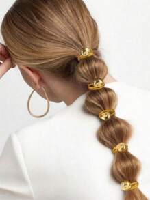 5pcs/Set Golden And Silver Spherical Hair Ties, New High-End, Simple, Sweet And Cool Hair Ties, Hair Ties That Won't Damage Hair, Braided Hair, Suitable For All Kinds Of Hairstyles, Can Be Used All Year Round, Valentine's Day And Halloween Decorative Hair Accessories, Beach And Beach Photography, Festival Accessories, Home Beauty Women Accessory Gifts ,Head Piece