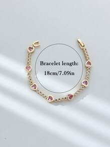 1 pulseira elegante de tênis com zircônia sintética em formato de coração para mulheres, presente luxuoso para dia dos namorados/aniversário