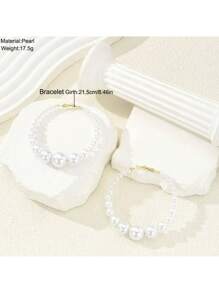 Elegant 1pc Faux Pearl Hoop Earrings For Women – Oversized Statement Jewelry With Graduated Circular Design, Lightweight Comfort Fit For Weddings, Photoshoots, Parties, Anniversaries – Classic And Accessory, Great Gift For Girls, Secure Clasp, Adds Glamour To Formal Looks, Ideal For Fashionistas And Pearl Lovers