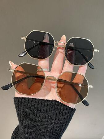 1/2pcs Women's Classic Retro Metal Multi-Sided Men's Glasses
