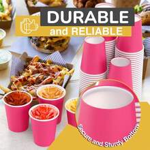 24/48 件热粉色纸杯，9 盎司一次性咖啡杯茶杯，冷热饮料杯生日婚礼派对用品节日野餐派对用品，适用于餐厅、餐车、厨房、办公室情人节 - 粉色 - 查看 4