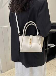Bolso de mano de mujer de unicolor de PU de moda, versátil bolso cruzado con monedero pequeño