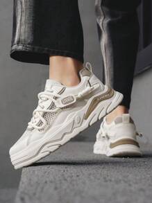 Zapatillas casuales de verano para hombres, diseño especial, de suela gruesa, transpirables, versátiles, con diseño atlético y deportivo, suela gruesa, aumentan la altura, duraderas, livianas, estilo retro robusto, para gimnasio