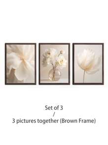 3Pcs/Set, Optional Frame, High Quality Print Painting, Modern Style, Flower Theme, White Flowers, Vase Arrangement, Simple Style, Wall Art Poster, Home Decoration, Decorative Painting, Suitable For Living Room, Sofa, Bed, Hallway, Bedroom, Bathroom, Office, Perfect Art Gift