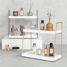 Bathroom Organizer Countertop Counter Organizer For Bathroom Decor Wooden Sink Shelf For Vanity Storage Makeup Tray For Perfume Skincare Bedroom Kitchen Corner 2 Tier White And Gold