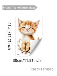1 Set Cartoon Animal Wall Stickers, Rabbit, Floral, Cat Decals, For Children's Room, Living Room, Bedroom, Study