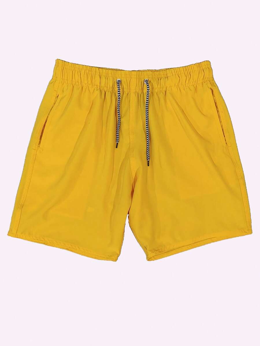 Bermuda Shorts Elastane 3 Pockets Men's Mauricinho Adult Surf Beach Pool Quick Dry Gym Training - 黃色 - 查看 1