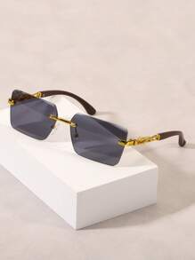 Augonstern 1pc Leopard Print Frameless Decorative Legs Fashion Glasses, Fashionable Small Frame Glasses For Beach Vacation