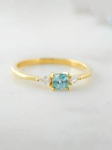 1pc S925 Sterling Silver Vintage Style Blue Zirconia Minimalist Ring, Elegant & Versatile Jewelry Gift For Women, Suitable For Daily Wear, Parties, Holidays