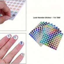 10 peças/conjunto de adesivos holográficos redondos refletivos de 1 a 1000 números, adesivos de rótulos para frascos de esmalte, marcadores autoadesivos para decoração faça você mesmo, materiais escolares, volta às aulas
