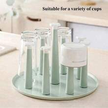 1 pieza Estante giratorio con 4/9/12 postes desmontables y bandeja para encimera, escurridor de taza de escritorio para el hogar, soporte de secado de vasos, organizador de almacenamiento de botellas para casa, bar, club y fiestas