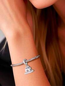 HuooNew Einfaches 925 Sterling Silber, Denkmal, DIY Perlenanhänger, Schmuck für Frauen, Silberschmuck, Alltags-Tragen, Geschenkidee