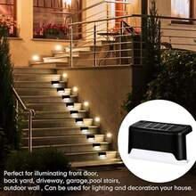 36/24/12/4 Pieces Solar Roof Lights,LED Solar Step Lights,Outdoor Solar Steps,Solar Deck Lights,Outdoor Solar Lights -IP43 Waterproof,Automatic On/Off Switch,12 Hours Lighting For Outdoor Stairs,Fences And Walkways,Multiple Colors Of Illumination,Easy To Install,Ideal For Decorative Lighting For Porches,Stairs,Decks,Gardens And Patio Lighting For Fences And Pathways Lighting Outdoor Solar Ambiance Lighting - ánh sáng ấm áp - Xem 6