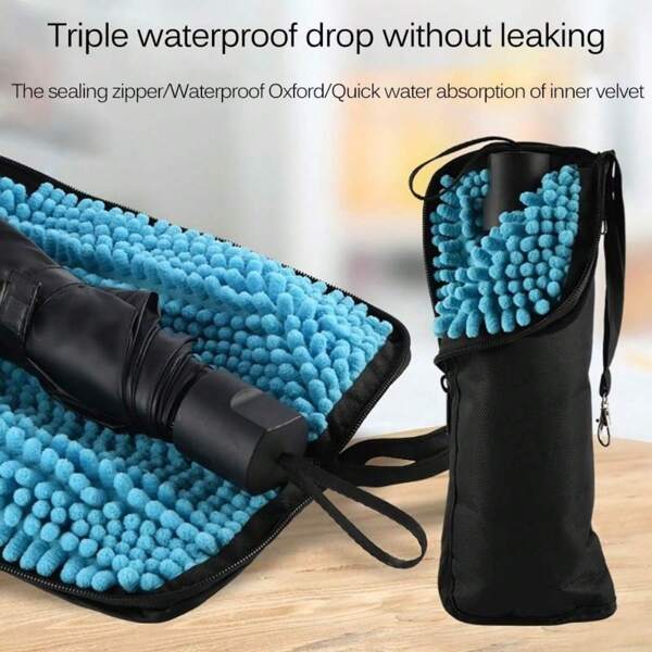 1PC Portable Quick-Dry Waterproof Umbrella Cover, Waterproof, Durable, Portable Bag For Car, Travel, And Outdoor Use, 12x34cm, Travel Essentials|Zippered Storage Bag|Quick-Dry Waterproof