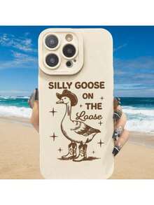 Phone Case With Silly Goose For IPhone 11 12 13 14 15 16 7/8 7Plus/8Plus X/Xs XS Max Promax Plus Pro, Shockproof Soft Covers, Cellphone Protective Casing - White - View 2