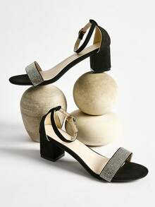2024 New Strap Chunky Heel Women Sandals, Fashionable And Versatile Valentines Winter Gifts - Black - View 1