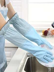Lange, warme Haushaltsputzhandschuhe aus Samt - wasserdicht, strapazierfähig für Küche & Wäsche, bleifrei