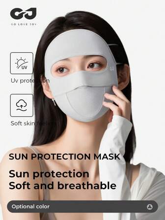 GOLOVEJOY 1pc Summer New Sunscreen Anti-UV Nylon Face Mask, Breathable Sun Shade Face Cover