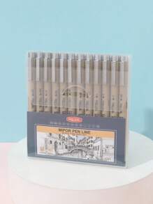 12pcs Fine Liner Pens, Sketch Pens For Drawing And Drafting, Archival Quality Black Ink Pens For Writing, Drawing Or Bullet Journaling - Variety Of Tip Sizes - 12 Packs 003-3-BR, Office & School Supplies School Supplies,Back To School