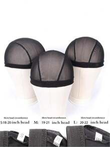 1 szt. czepek na perukę, czepek z wkładką do peruki, czepek z elastycznej siateczki z dużymi otworami, czepek z czarnej elastycznej peruki ze spandexu do wyrobu peruk, luźny regulowany pasek, lekki, oddychający, miękki, bezszwowa okrągła czepek, czepek do codziennej pielęgnacji koka, czepek do spania, czepek z siateczki o wysokiej elastyczności unisex (czepek na perukę M/L), jednolity kolor, swobodny, boho, poliester, pusty, do codziennego użytku, na wszystkie pory roku