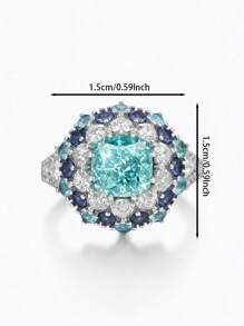 Dissoo 1 Peça Anel de Prata Esterlina 925 com Zircônia Azul Minimalista Cravejado, Banhado a Ródio, Acompanha Embalagem da Marca, Adequado para Presente, Acessório de Praia, Dia da Mulher, Formatura, Acessórios de Verão