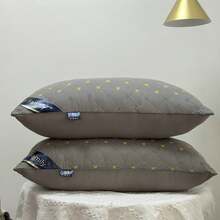 Juego de 2 almohadas a cuadros de soporte para la protección del cuello, 45*65, Soporte contorneado ergonómico ajustable ortopédico, Para dormir de lado y de espalda, Funda extraíble para mayor comodidad al dormir, 3 Colores: azul marino, blanco y gris - Gris - Ver 7