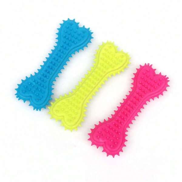 1pc Dog Toy, Solid Rubber Bone Shape, Heart Shaped TPR Chew Toy With Nubs, Assorted Sizes Pet Toy