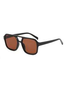 Retro Square Double-Beam Fashion Glasses, Colorful Fashion Glasses For Men And Women, Suitable For Summer Sun Protection, Beach Vacation, Outdoor Sports, Gatherings, Parties, Self-Driving, Fishing, Cycling, Shopping And Taking Photos