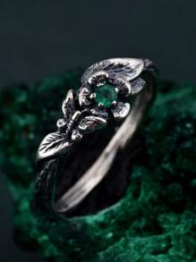 Vintage Green Zirconia Butterfly Ring | Elegant Luxury Purple Design, Delicate & Versatile Women Daily Accessory