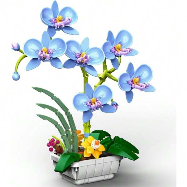 JK29011 A Set Of Building Block Flower Kits, Collectible Buildings Accessories, DIY Flower Kits with Boxes, Used As Plant Collections for Adult Room Decoration Orchids Artificial Flower Bouquet Building Blocks, Gifts