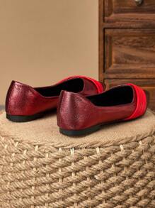 Women's Pointed Toe Fashion Purple, Light Brown, Pink Bowknot, Red High-End, Green Casual Daily, Black Flats Shoes For Spring & Autumn