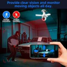Telecamera di sicurezza senza fili, telecamera a forma di lampadina, senza fili 2,4 GHz 2K HD, sensore di luce LED, visione notturna a infrarossi, audio bidirezionale, rilevamento del movimento, telecamera di sicurezza per il monitoraggio domestico