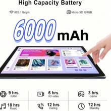 10-Inch Tablet, Android 13 Tablet,1280 * 800  HD IPS Glass Screen, 6000mAh Battery, 2GB RAM 64GB Storage,  Case, Parental Monitoring  Bluetooth,  WiFi, Dual Camera Baby Blue