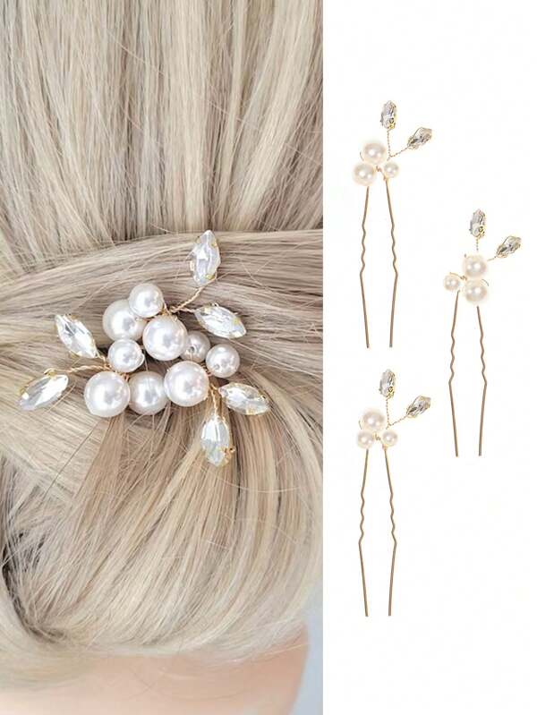 3 Stücke/Set handgemachter romantischer Braut-Haarzubehör, Hochzeitsschmuck Kopfschmuck für die Braut
