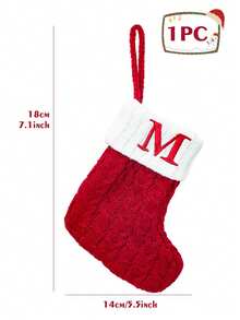 1件圣诞针织字母图案长袜，小号圣诞英文字母挂袜，双面壁炉挂袜，圣诞派对装饰，派对礼物，派对用品，个性化首字母长袜，圣诞树装饰，家居圣诞装饰，房间装饰，圣诞礼物套装，装饰品，2026新年装饰，冬季圣诞装饰，家居圣诞礼物，圣诞装饰 - 紅色字母針織襪 - 查看 12