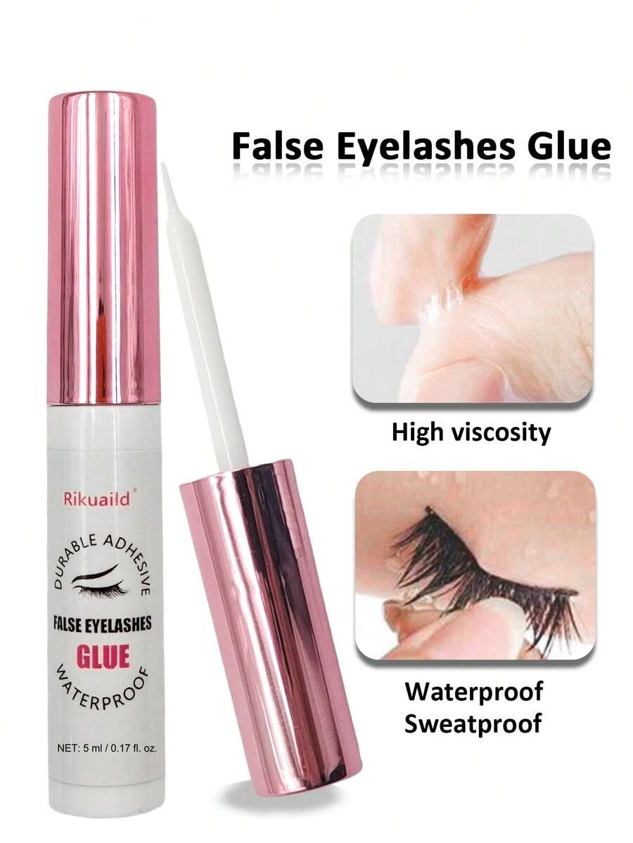 Rikuaild 1pc 5ml White Transparent Waterproof & Quick Drying Eyelash Glue, Long Lasting Eyelash Extension Adhesive - Multicolor - View 1