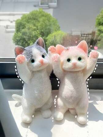 1 件柔软手养猫挤压玩具 - 逼真手绘减压动物玩具，可爱 DIY 礼物和桌面装饰