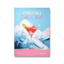 1 pezzo cartellone d'arte da parete con stampa retrò del club sciistico francese, croissant, pizza, opzionale con cornice, decorazione per la casa - Multicolore - Visualizzare 24