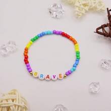 1 pulsera con nombre, pulsera con inicial, pulsera personalizada con nombre, pulsera con cuentas con nombre, pulsera con nombre personalizado, pulsera con nombre colorida, regalo para ella - Multicolor - Ver 14