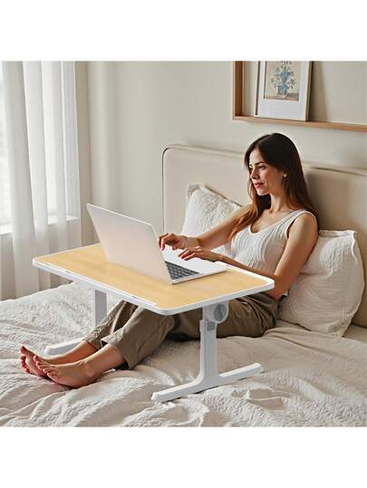LILIIN Portable Foldable Laptop Tafel Height Adjustable Bedside 60 39.5 Cm Tablet Holder, Anti Slip Strip MDF Bed, Ofa Travel, Verlichting Gray/Warm White/Brushed Black/Walnut/White Maple view 3