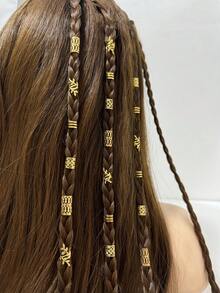 80/40 pezzi Set di dreadlocks dorati misti, fermagli per capelli intrecciati personalizzati per feste di strada estive, accessori per parrucche, accessori per capelli, strumenti per capelli, accessori per la bellezza, accessori per capelli ricci