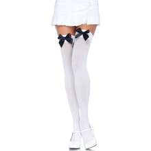 Women Satin Bow Accent Thigh Highs - 均碼 - 查看 1