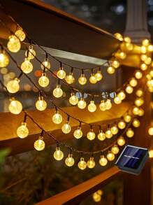 1 Conjunto de 20/30/50/100/200 Luzes de Corda Solares Esféricas de LED para Uso Externo, Luzes Solares Fadas Decorativas, Adequadas para Jardim, Terraço, Varanda, Casamento e Decoração de Natal, Ideal para o Natal