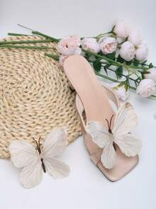 2 pezzi Accessori per scarpe rimovibili e fai da te, decorazione farfalla elegante e alla moda per tacchi alti, sandali, scarpe - disponibile in bianco, rosa, albicocca, argento, nero - adatto per scarpe da sposa, matrimonio, appuntamenti, feste, spiaggia, viaggi - Albicocca - Visualizzare 5