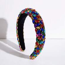 1 pièce Bandeau à large bord asymétrique orné de strass en éponge, style européen et américain, convient pour les bals, les banquets, les fêtes. Bandeau pour femmes, accessoire de cheveux