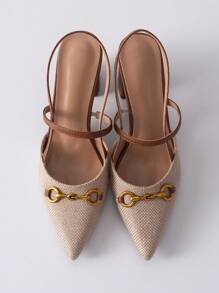 Zapatos de tacón alto para mujer con decoración de hebilla de tela de lino, elegantes y con estilo para fiestas y vacaciones, regalos de Navidad y invierno